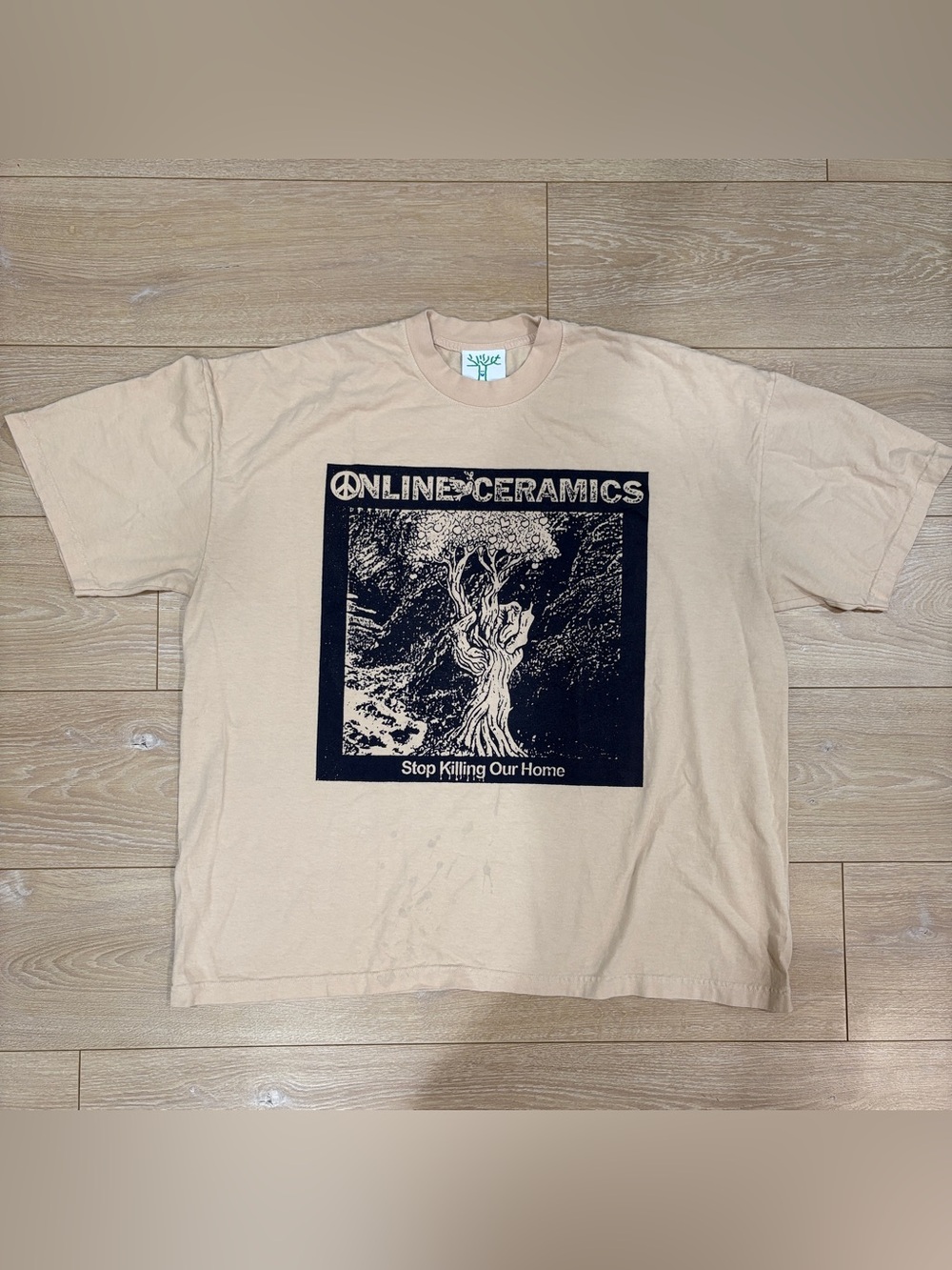 Online Ceramics Stop Killing Our Home Beige Graphic Tee Size XXL